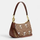 NWT Coach Teri Shoulder Bag Signature Canvas Leather Snoopy Print CBJ88