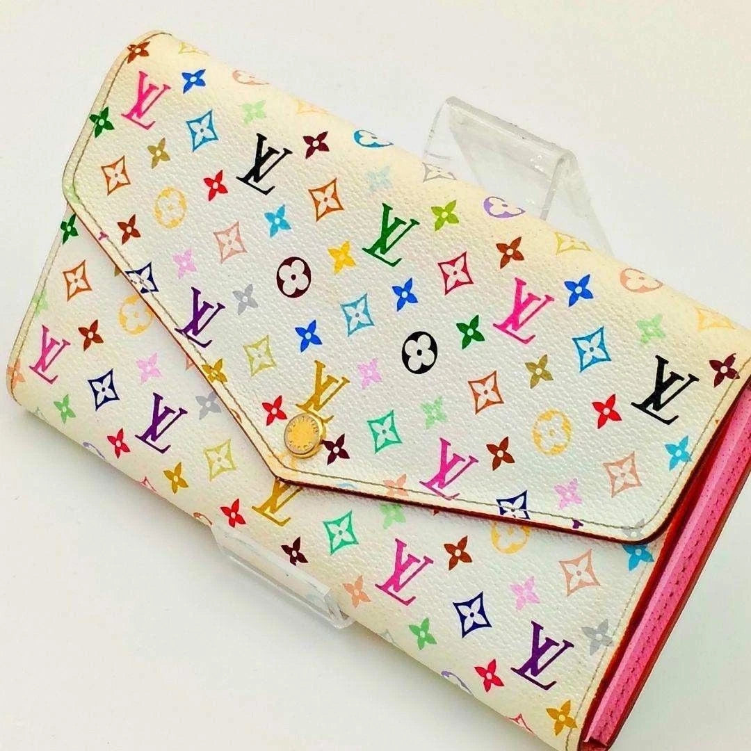 Louis Vuitton Monogram Multicolor Long Wallet White PVC Leather Trim Used – Japan