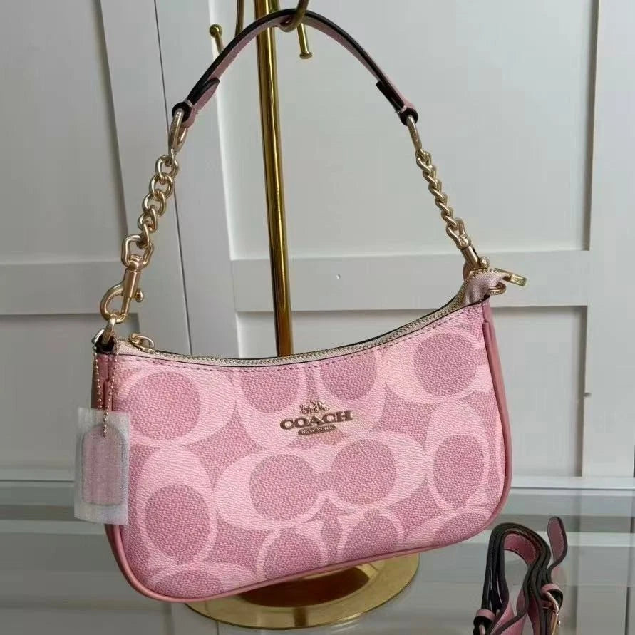 COACH Teri Shoulder Bag Signature Canvas Powder Pink CAL51 New