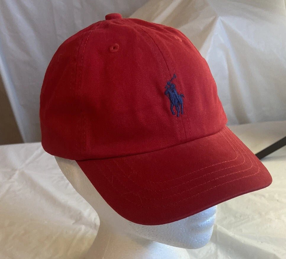 New Ralph Lauren Polo Men's Baseball Cap – Solid Red with Navy Polo Player